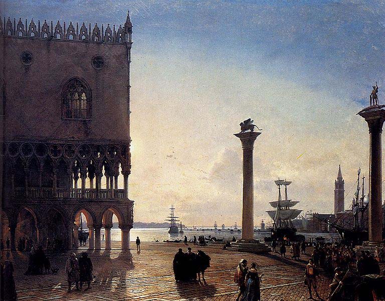 Friedrich Paul Nerly Piazza San Marco At Night